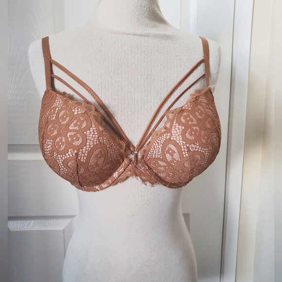 Victoria's Secret Very Sexy Push Up Underwire Tan Lace Bra Women's 36D - Picture 1 of 15